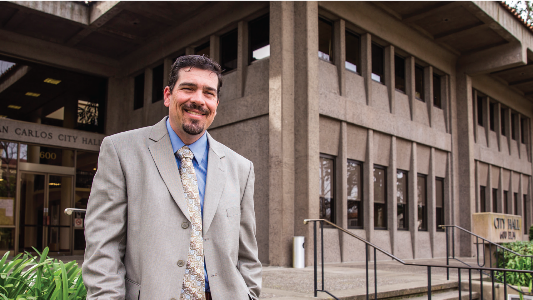 Photo of Jeff Maltbie Standing Outside San Carlos City Hall