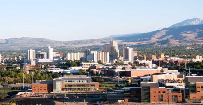 a wide view of the city of Reno, Nevada