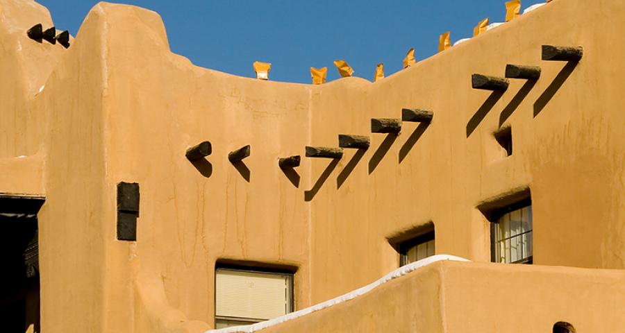 Outside view of a Southwest-style, stucco building