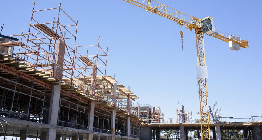 Construction site with a large crane