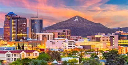 Twilight view of the Tucson skyline