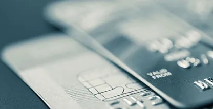 closeup view of two stacked credit cards