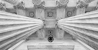 View of the marble ceiling of a courthouse