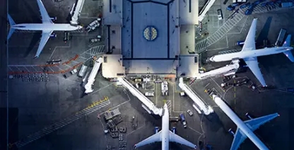 Overhead view of an airport terminal