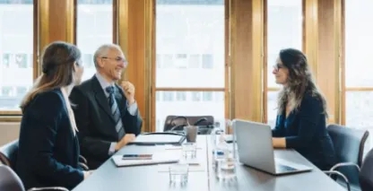 Lawyers meeting with a client