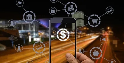 Abstract image of digital payment technology icons 