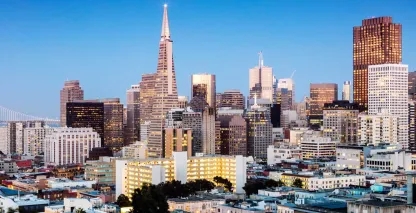 The city buildings of San Francisco on a sunny day