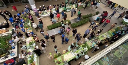 Students at a farmers market