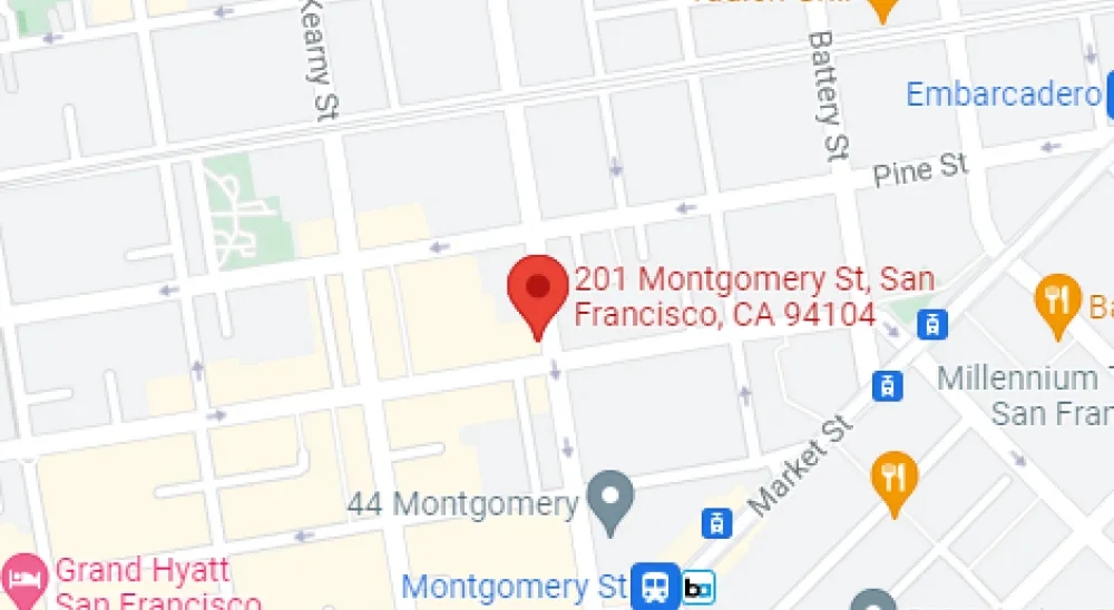 Map of Bridge Bank's San Francisco Montgomery Loan Production Office