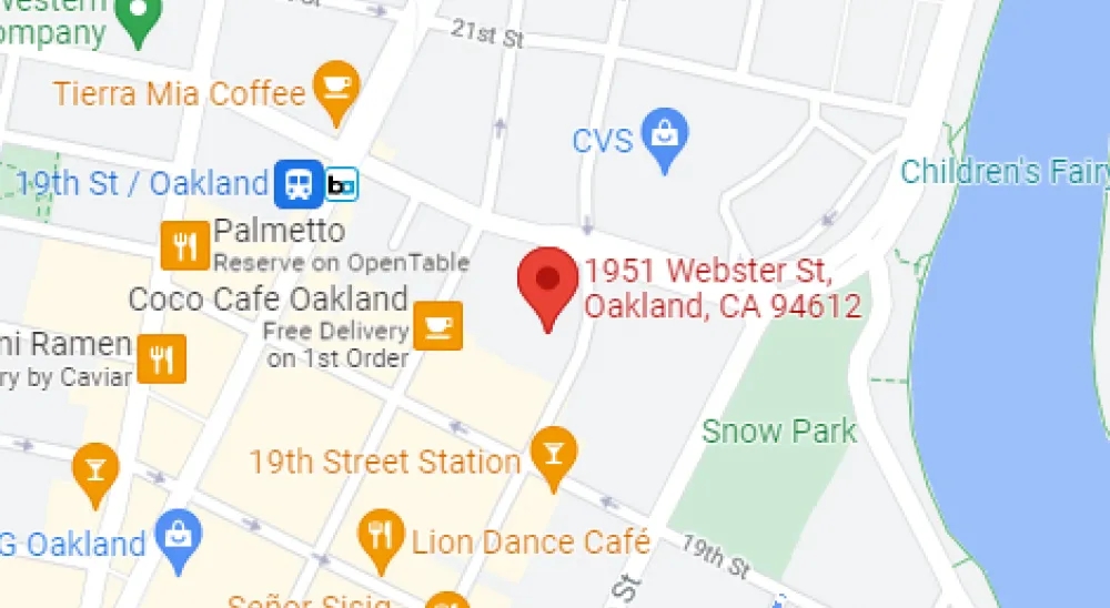 Map of Bridge Bank's Oakland Branch