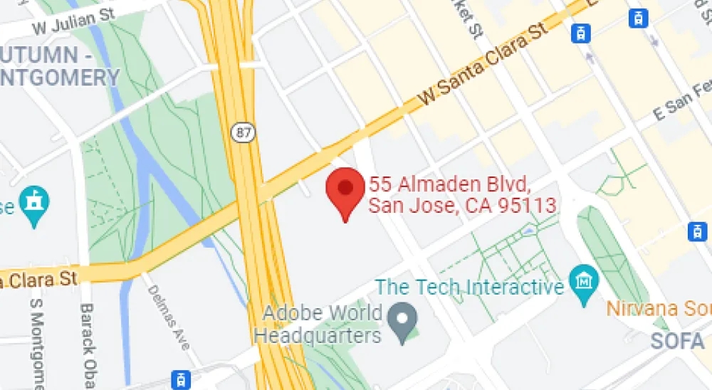 Map of Bridge Bank's San Jose Branch