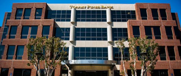 Exterior view of the Torrey Pines Bank headquarters