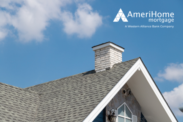 Grey Shingle Roof with AmeriHome Mortgage logo