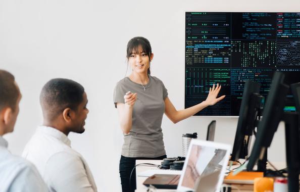 Technology Bankers working with clients