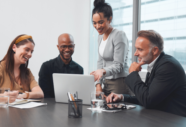 A tech company discussing strategy with their banker