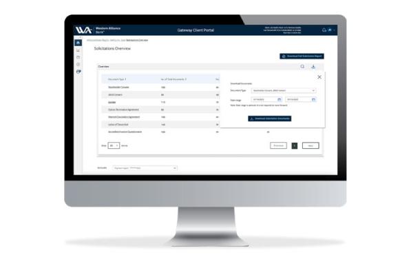 The Western Alliance Bank business escrow secure document download dashboard