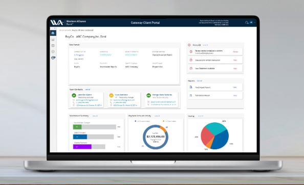 The Western Alliance Bank business escrow payment portal dashboard